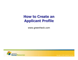 How to Create an Applicant Profile www.greenheck.com 1