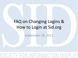 FAQ on Changing Logins &amp; How to Login at Sid.org