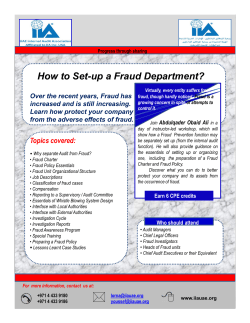 How to Set-up a Fraud Department?