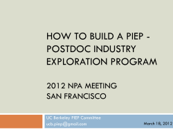 HOW TO BUILD A PIEP - POSTDOC INDUSTRY EXPLORATION PROGRAM
