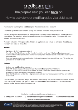 How to activate your credEcardplus Visa debit card