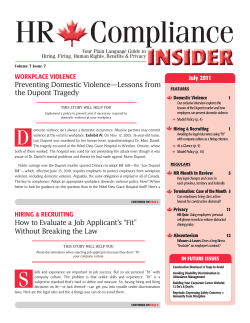 HR Compliance Preventing Domestic Violence—Lessons from the Dupont Tragedy 2011