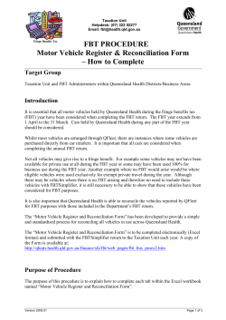 FBT PROCEDURE Motor Vehicle Register &amp; Reconciliation Form – How to Complete