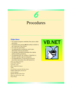 6 Procedures Objectives