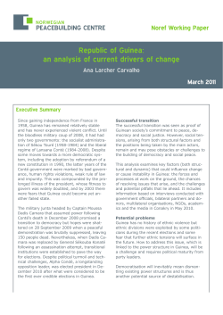 Republic of Guinea: an analysis of current drivers of change PEACEBUILDING CENTRE
