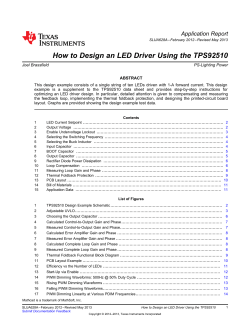 How to Design an LED Driver Using the TPS92510 Application Report