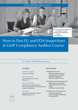 How to Pass EU and FDA Inspections 3-Day GMP Education Course