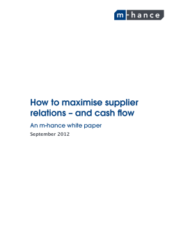 How to maximise supplier relations – and cash flow September 2012