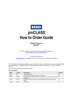 pivCLASS How to Order Guide D00546, Release A.4 May 2013