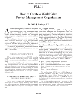 A PM.01 How to Create a World Class Project Management Organization