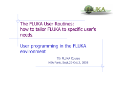 The FLUKA User Routines: how to tailor FLUKA to specific user’s needs.