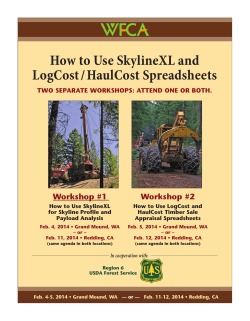 How to Use SkylineXL and LogCost/HaulCost Spreadsheets Workshop #1 Workshop #2