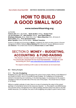 HOW TO BUILD A GOOD SMALL NGO MONEY Ð BUDGETING,