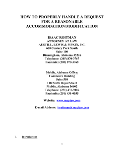 HOW TO PROPERLY HANDLE A REQUEST FOR A REASONABLE ACCOMMODATION/MODIFICATION ISAAC ROITMAN