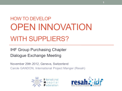 OPEN INNOVATION  WITH SUPPLIERS? HOW TO DEVELOP