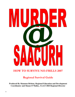 HOW TO SURVIVE NO-FRILLS 2007 Regional Survival Guide