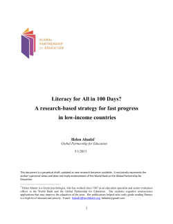 Literacy for All in 100 Days? in low-income countries