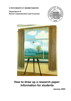 How to draw up a research paper: Information for students UNIVERSITÄT HOHENHEIM