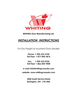 INSTALLATION  INSTRUCTIONS For Dry Freight &amp; Insulated Door Models
