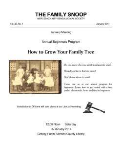 THE FAMILY SNOOP How to Grow Your Family Tree  Annual Beginners Program