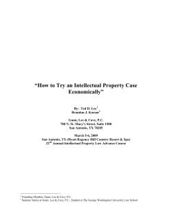 “How to Try an Intellectual Property Case Economically”