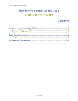 How to File a Small Claims Case Contents Clark County, Nevada
