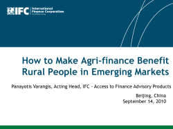 How to Make Agri-finance Benefit Rural People in Emerging Markets