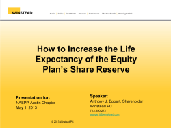 How to Increase the Life Expectancy of the Equity Plan’s Share Reserve Speaker: