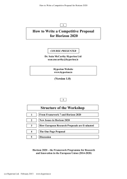 How to Write a Competitive Proposal for Horizon 2020 (Version 1.0)