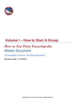 Volume I – How to Start A Group  Master Document
