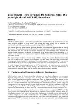 Solar Impulse – How to validate the numerical model of... superlight aircraft with A340 dimensions!