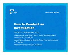 How to Conduct an Investigation SHCOG: 16 November 2012