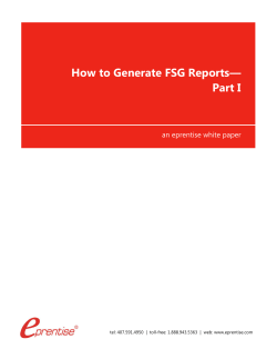 How to Generate FSG Reports— Part I an eprentise white paper