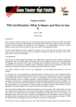 THX-Certification: What It Means and How to Use It Feature Article
