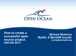 How to create a successful open source project. Michael Widenius
