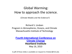 Global Warming: How to approach the science.