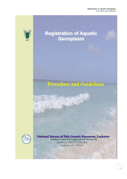 Registration of Aquatic Germplasm: Procedure and Guidelines 1