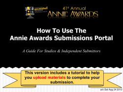 How To Use The Annie Awards Submissions Portal