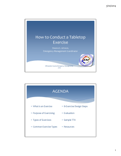 How to Conduct a Tabletop Exercise AGENDA 3/10/2014
