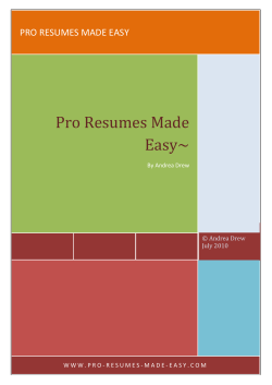 Pro Resumes Made Easy~ PRO RESUMES MADE EASY