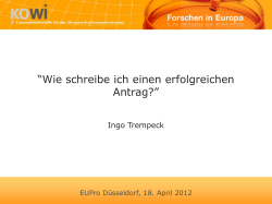 “Wie schreibe ich einen erfolgreichen Antrag?” Ingo Trempeck EUPro Düsseldorf, 18. April 2012