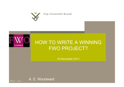 HOW TO WRITE A WINNING FWO PROJECT? A. E. Woodward