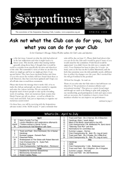 I Ask not what the Club can do for you, but