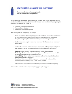 HOW TO IDENTIFY AND ASSESS  YOUR COMPETENCIES  competency kit www.uvic.ca/coopandcareer