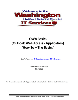 OWA Basics (Outlook Web Access - Application) “How To – The Basics”