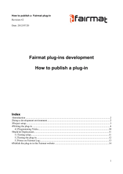 Fairmat plug-ins development How to publish a plug-in Index