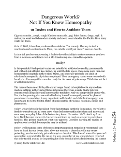 Dangerous World? Not If You Know Homeopathy