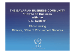 THE BAVARIAN BUSINESS COMMUNITY “How to do Business with the U.N. System”