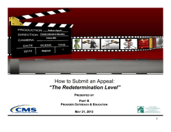 How to Submit an Appeal: “The Redetermination Level” P B