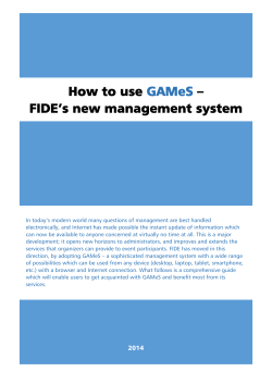How to use – FIDE’s new management system GAMeS